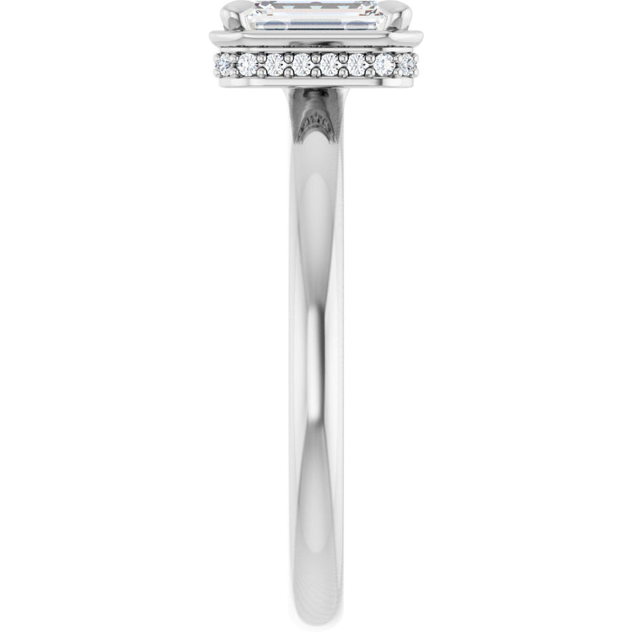 Emerald Claw-Prong Hidden Halo-Style Bezel-Style Engagement Ring Semi-Mount - gallery - Series 127311