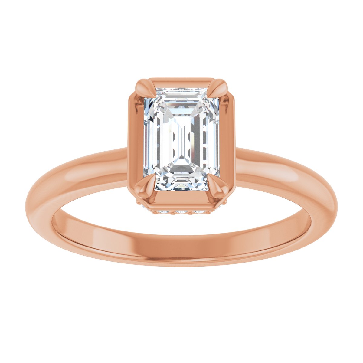 Emerald Claw-Prong Hidden Halo-Style Bezel-Style Engagement Ring Semi-Mount - gallery - Series 127311