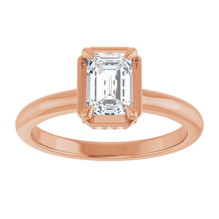 Emerald Claw-Prong Hidden Halo-Style Bezel-Style Engagement Ring Semi-Mount - gallery - Series 127311