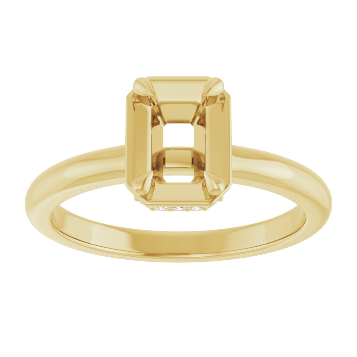 Emerald Claw-Prong Hidden Halo-Style Bezel-Style Engagement Ring Semi-Mount - gallery - Series 127311