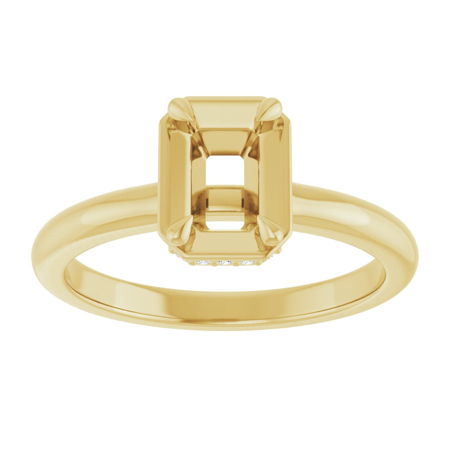 Emerald Claw-Prong Hidden Halo-Style Bezel-Style Engagement Ring Semi-Mount - gallery - Series 127311
