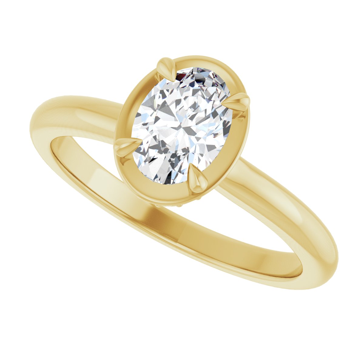 Oval Claw-Prong Hidden Halo-Style Bezel-Style Engagement Ring Semi-Mount - gallery - Series 127311