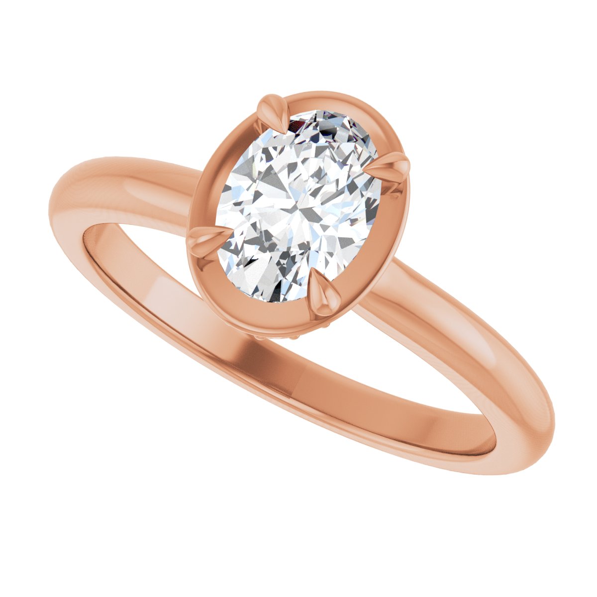 Oval Claw-Prong Hidden Halo-Style Bezel-Style Engagement Ring Semi-Mount - gallery - Series 127311