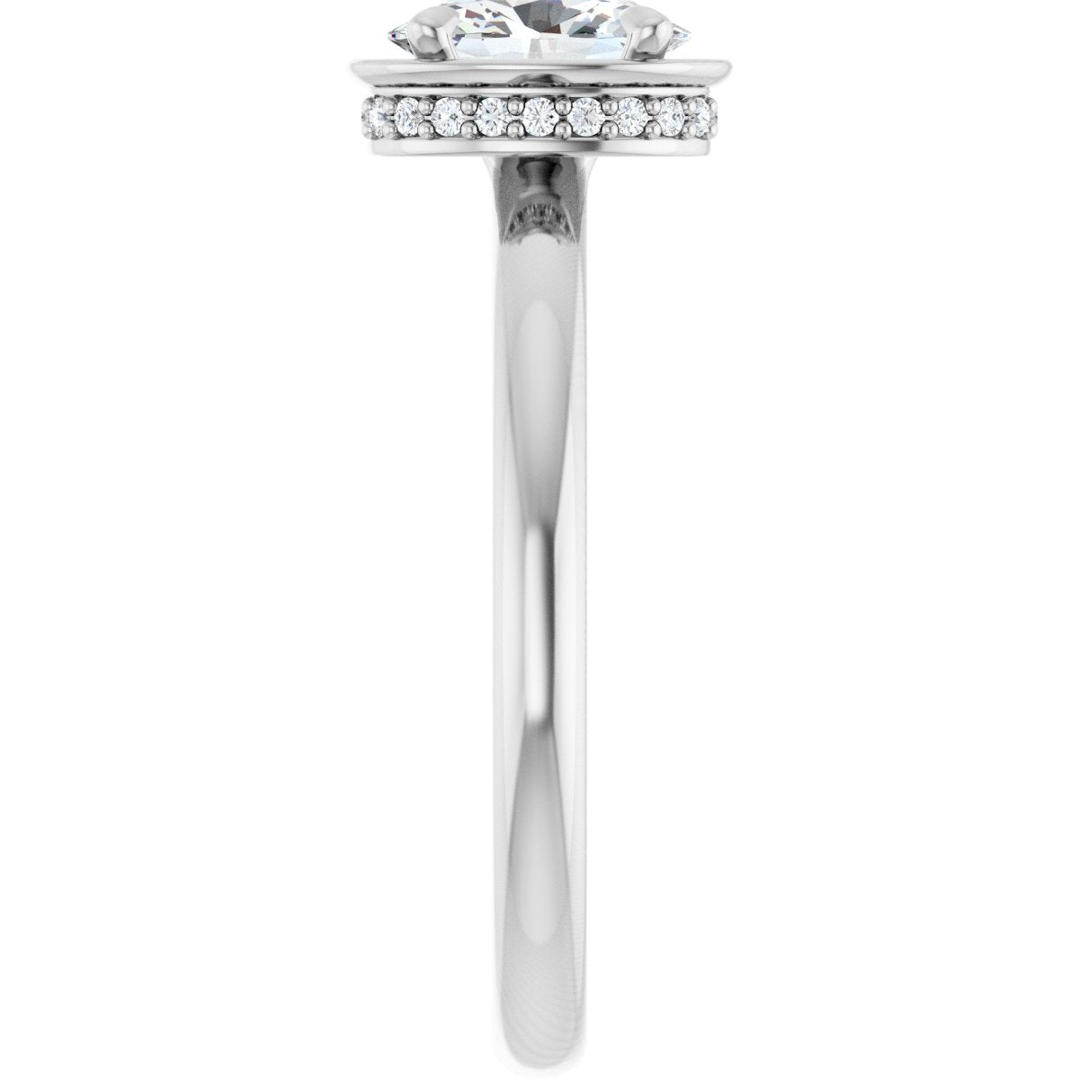 Oval Claw-Prong Hidden Halo-Style Bezel-Style Engagement Ring Semi-Mount - gallery - Series 127311