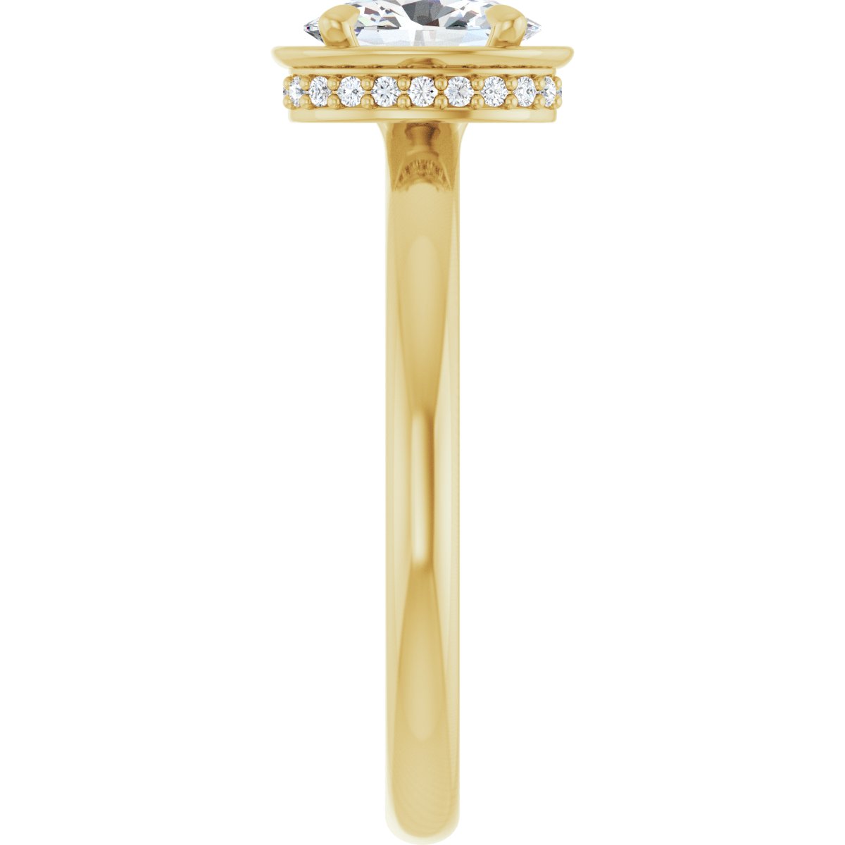 Oval Claw-Prong Hidden Halo-Style Bezel-Style Engagement Ring Semi-Mount - gallery - Series 127311