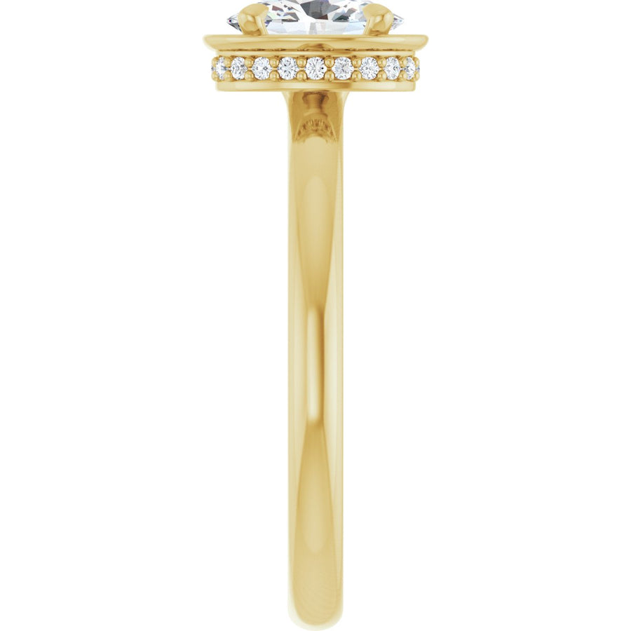 Oval Claw-Prong Hidden Halo-Style Bezel-Style Engagement Ring Semi-Mount - gallery - Series 127311