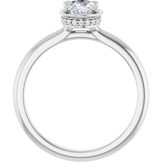 Oval Claw-Prong Hidden Halo-Style Bezel-Style Engagement Ring Semi-Mount - gallery - Series 127311