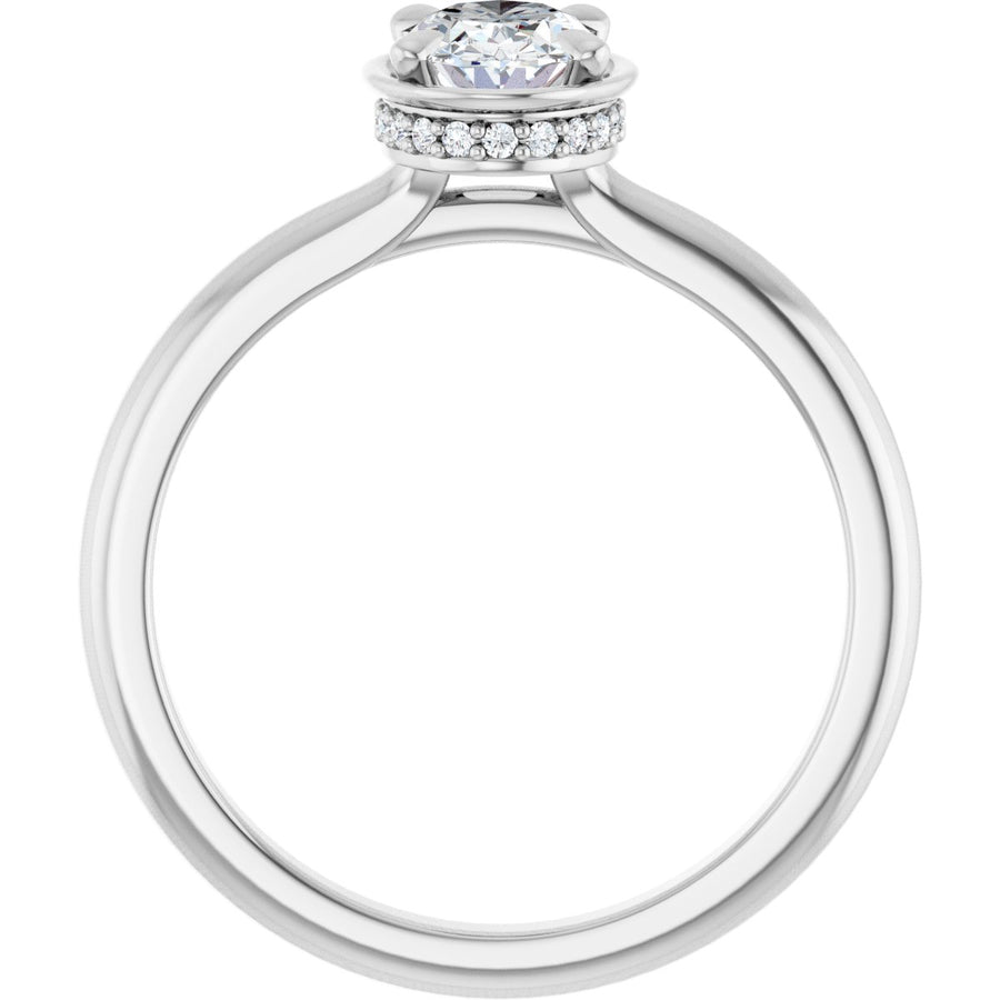 Oval Claw-Prong Hidden Halo-Style Bezel-Style Engagement Ring Semi-Mount - gallery - Series 127311