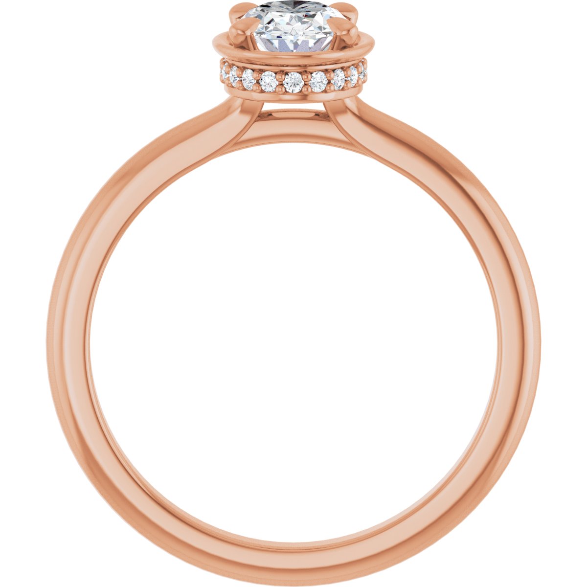 Oval Claw-Prong Hidden Halo-Style Bezel-Style Engagement Ring Semi-Mount - gallery - Series 127311