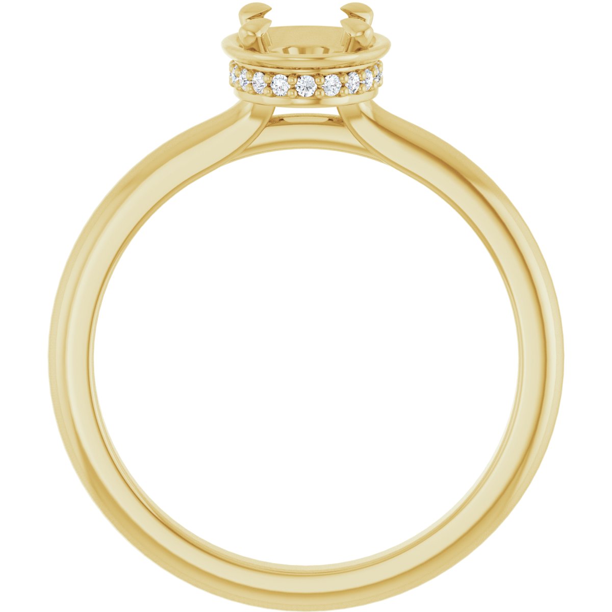 Oval Claw-Prong Hidden Halo-Style Bezel-Style Engagement Ring Semi-Mount - gallery - Series 127311