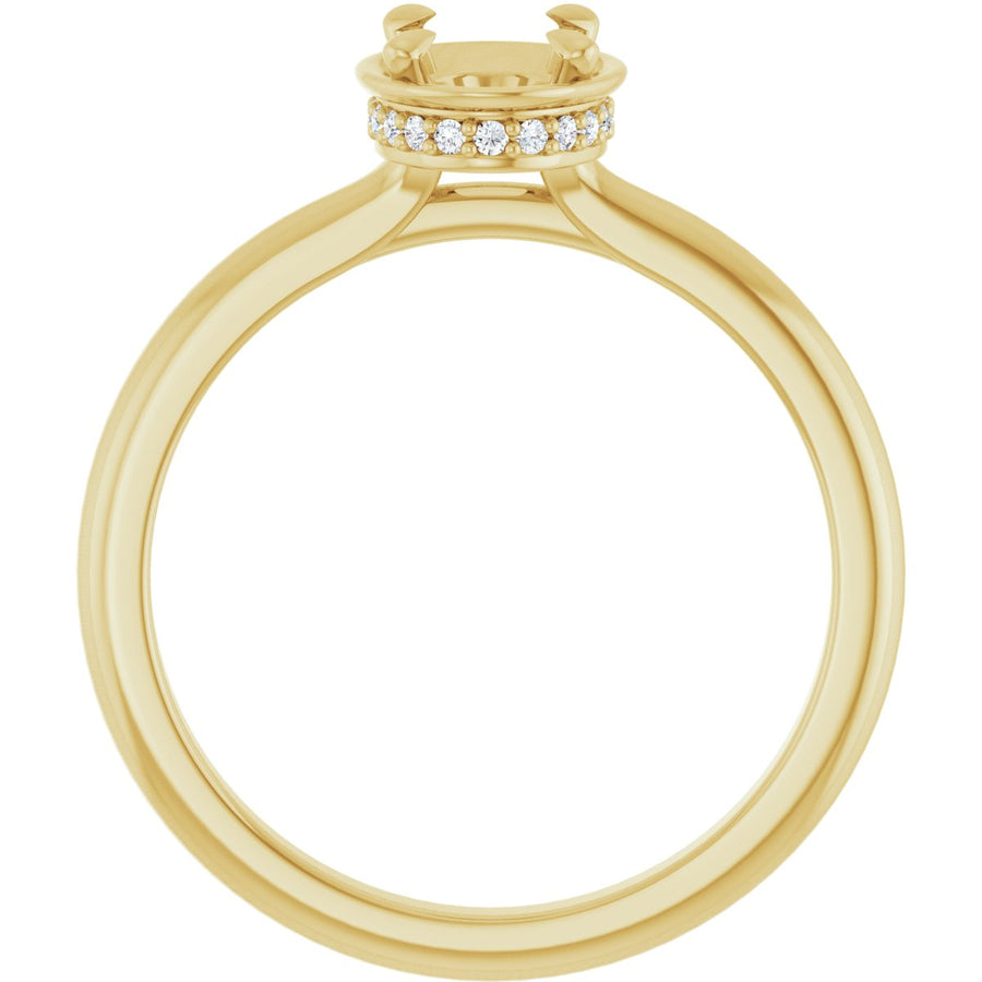 Oval Claw-Prong Hidden Halo-Style Bezel-Style Engagement Ring Semi-Mount - gallery - Series 127311