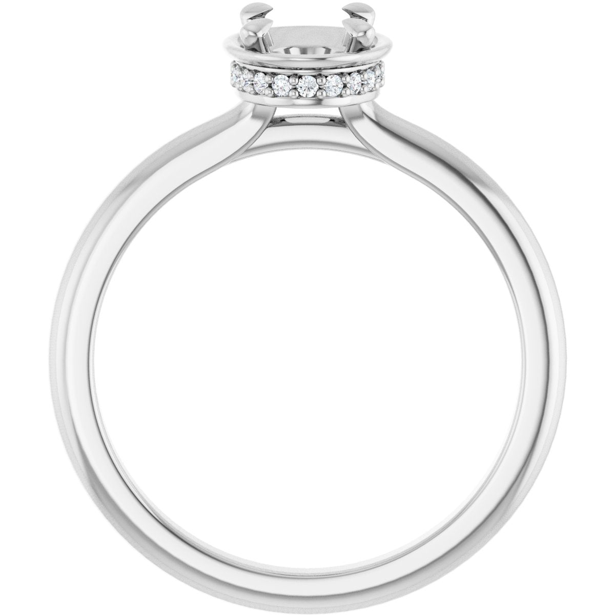 Oval Claw-Prong Hidden Halo-Style Bezel-Style Engagement Ring Semi-Mount - gallery - Series 127311