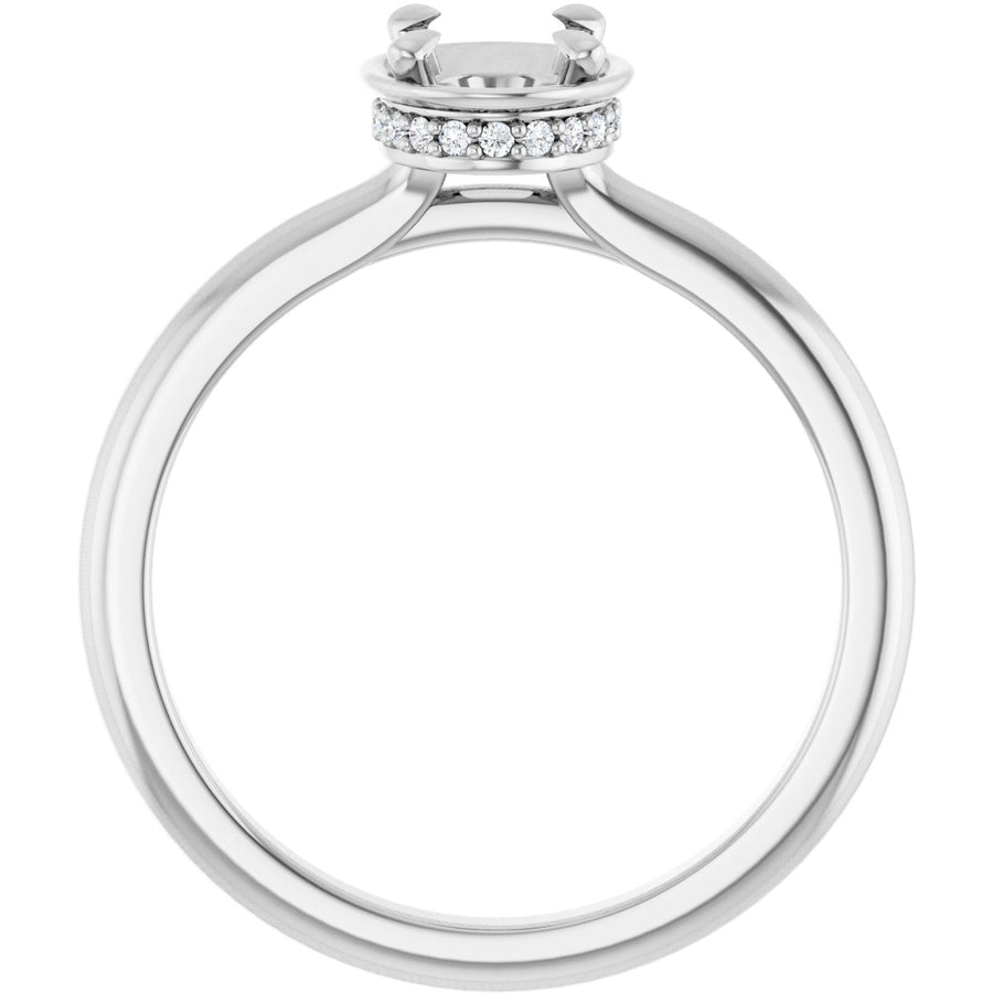 Oval Claw-Prong Hidden Halo-Style Bezel-Style Engagement Ring Semi-Mount - gallery - Series 127311