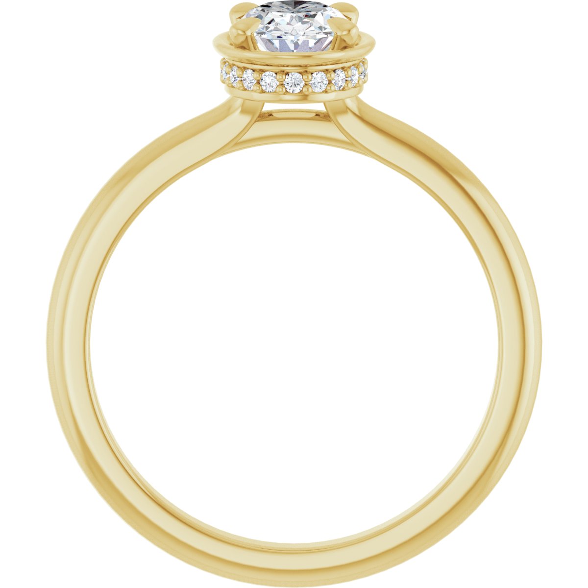 Oval Claw-Prong Hidden Halo-Style Bezel-Style Engagement Ring Semi-Mount - gallery - Series 127311