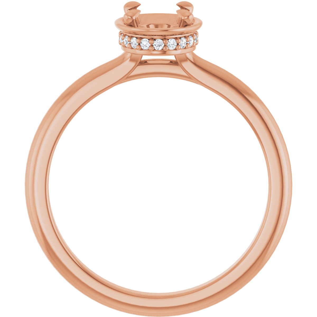 Oval Claw-Prong Hidden Halo-Style Bezel-Style Engagement Ring Semi-Mount - gallery - Series 127311