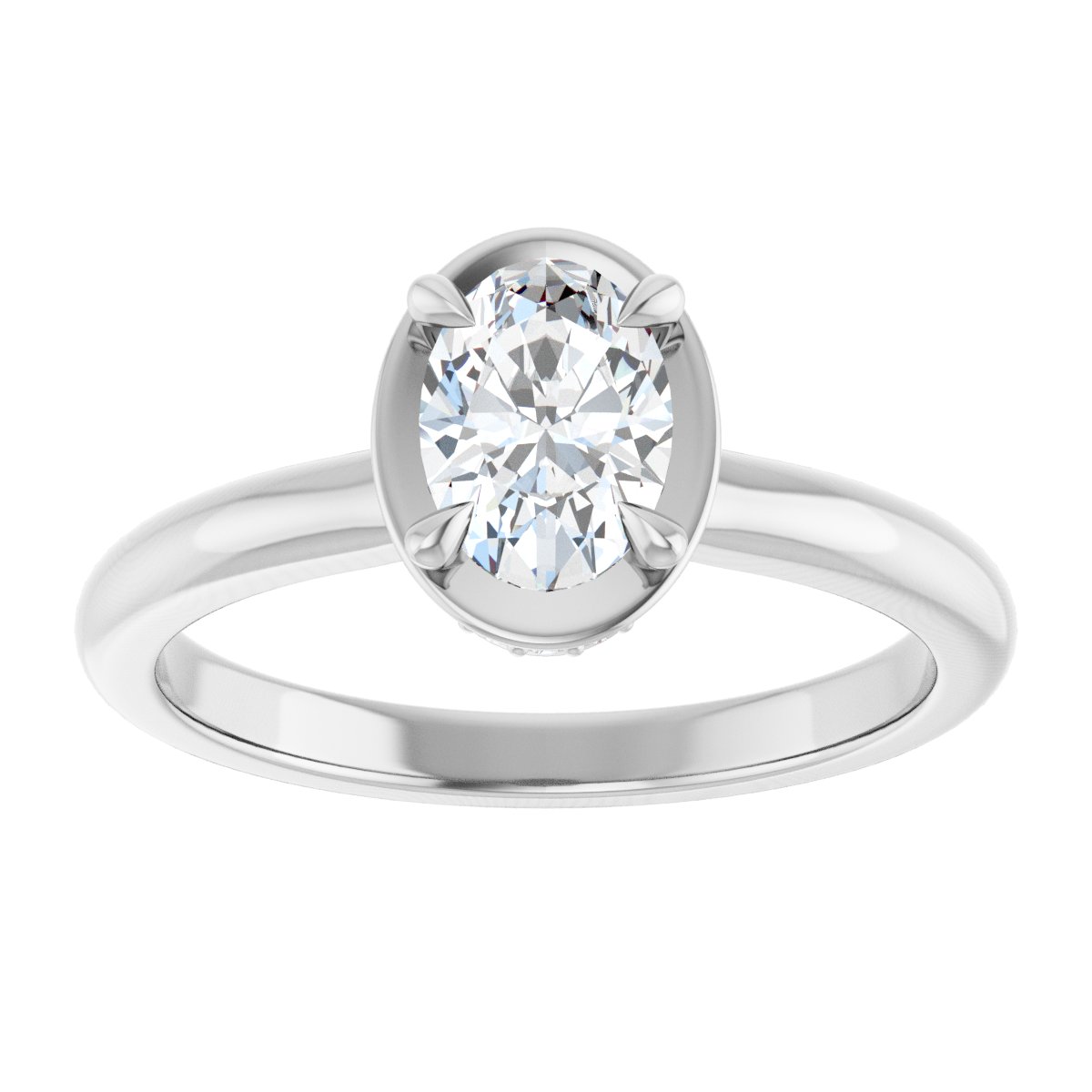 Oval Claw-Prong Hidden Halo-Style Bezel-Style Engagement Ring Semi-Mount - gallery - Series 127311