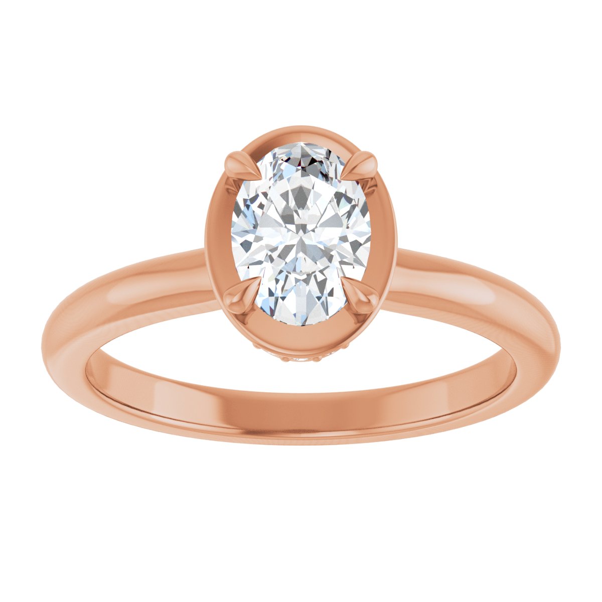 Oval Claw-Prong Hidden Halo-Style Bezel-Style Engagement Ring Semi-Mount - gallery - Series 127311
