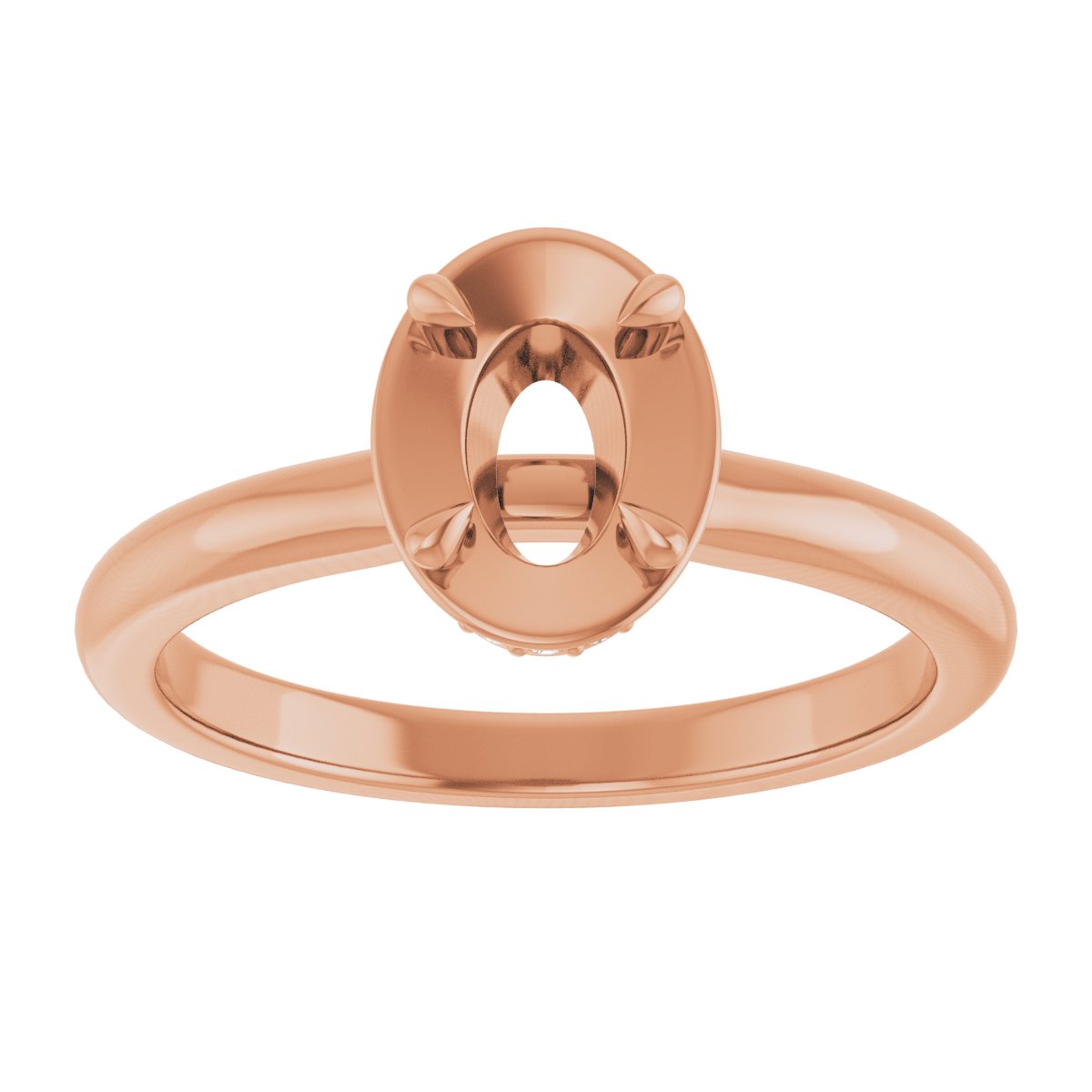 Oval Claw-Prong Hidden Halo-Style Bezel-Style Engagement Ring Semi-Mount - gallery - Series 127311