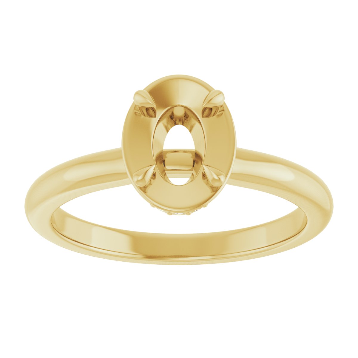 Oval Claw-Prong Hidden Halo-Style Bezel-Style Engagement Ring Semi-Mount - gallery - Series 127311