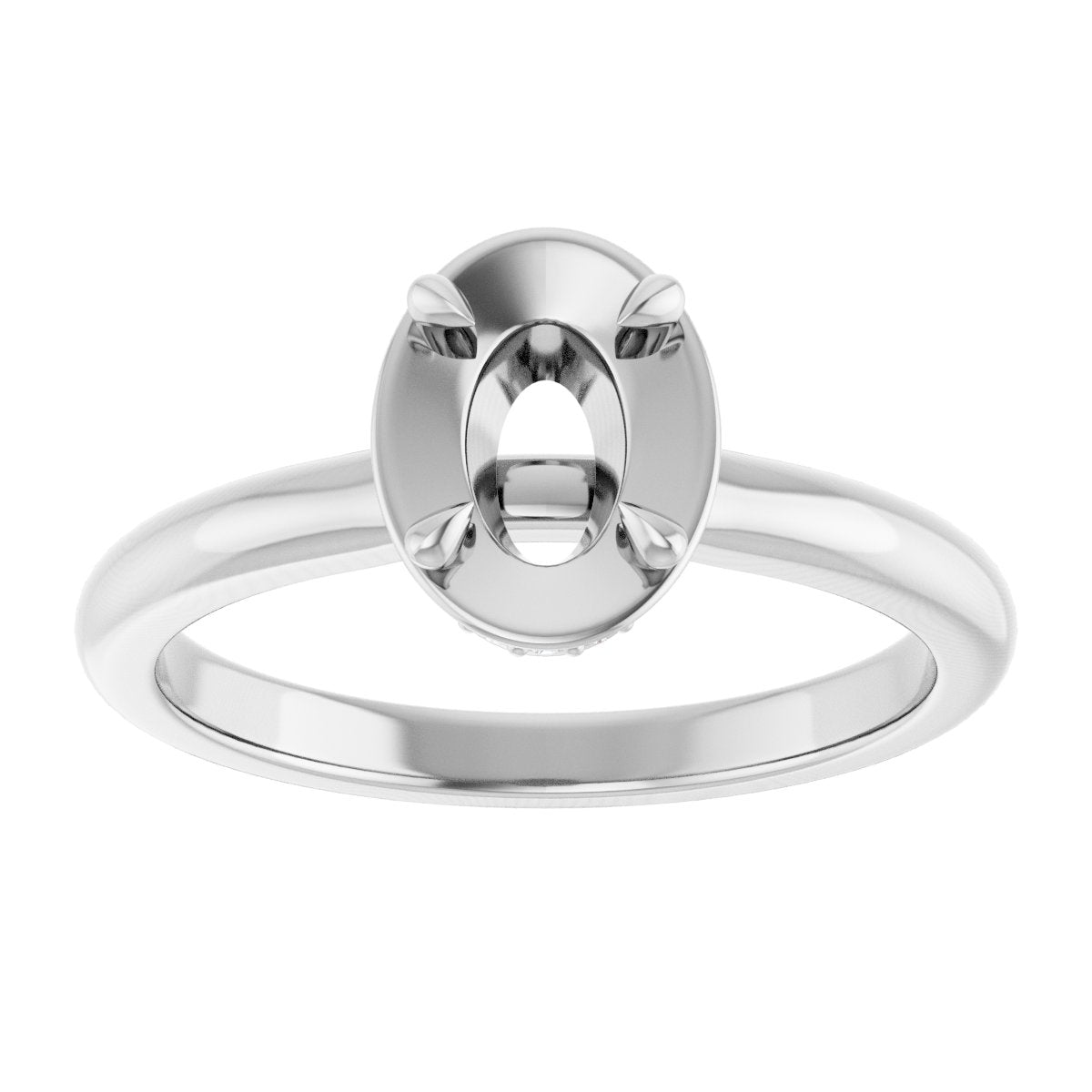 Oval Claw-Prong Hidden Halo-Style Bezel-Style Engagement Ring Semi-Mount - gallery - Series 127311