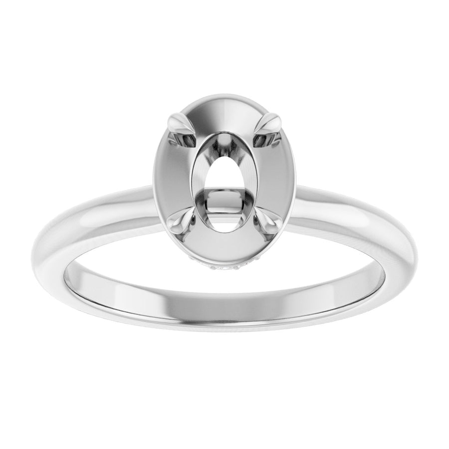 Oval Claw-Prong Hidden Halo-Style Bezel-Style Engagement Ring Semi-Mount - gallery - Series 127311