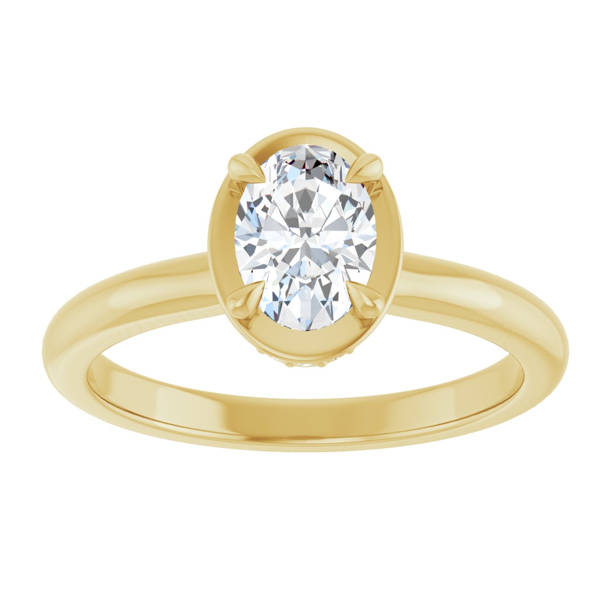 Oval Claw-Prong Hidden Halo-Style Bezel-Style Engagement Ring Semi-Mount - gallery - Series 127311