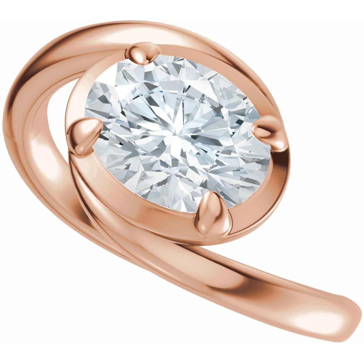 Oval Claw-Prong Solitaire Bypass Engagement Ring or Band Mounting - gallery - Series 689669