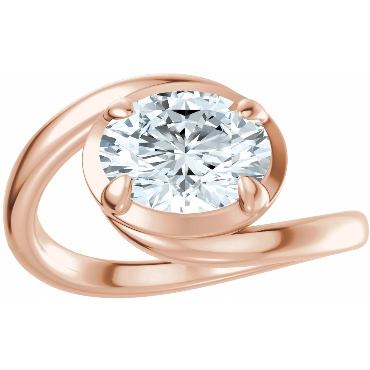 Oval Claw-Prong Solitaire Bypass Engagement Ring or Band Mounting - gallery - Series 689669
