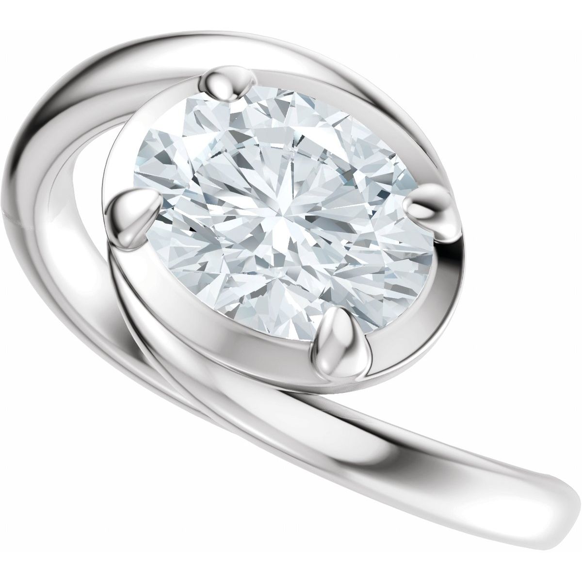 Oval Claw-Prong Solitaire Bypass Engagement Ring or Band Mounting - gallery - Series 689669