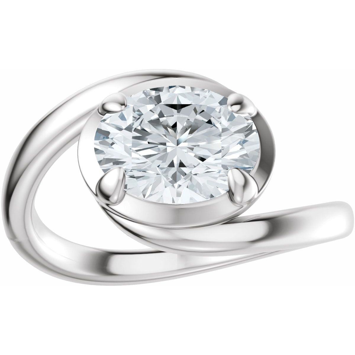 Oval Claw-Prong Solitaire Bypass Engagement Ring or Band Mounting - gallery - Series 689669