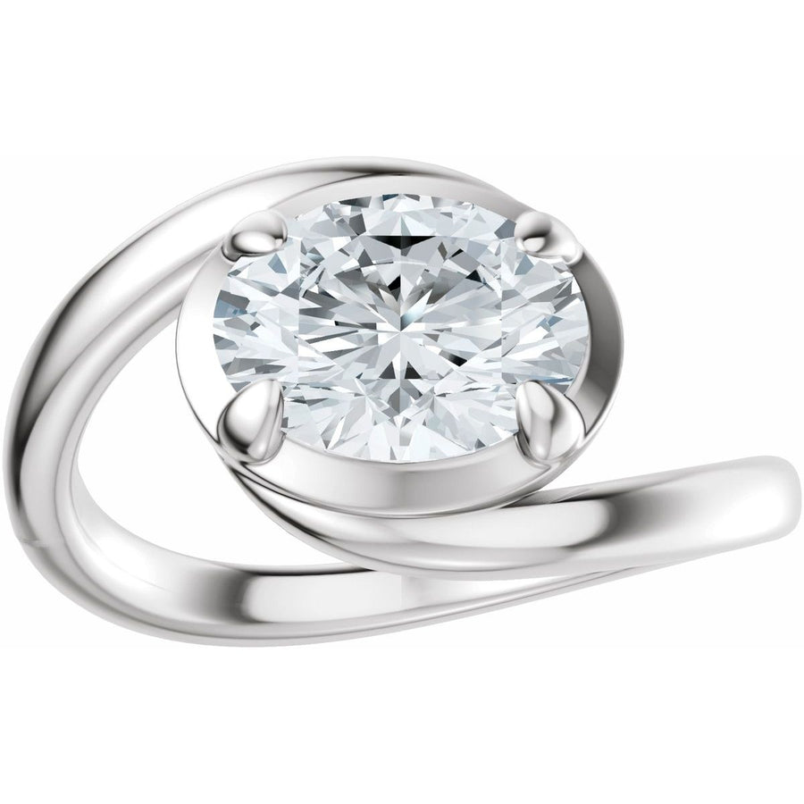 Oval Claw-Prong Solitaire Bypass Engagement Ring or Band Mounting - gallery - Series 689669