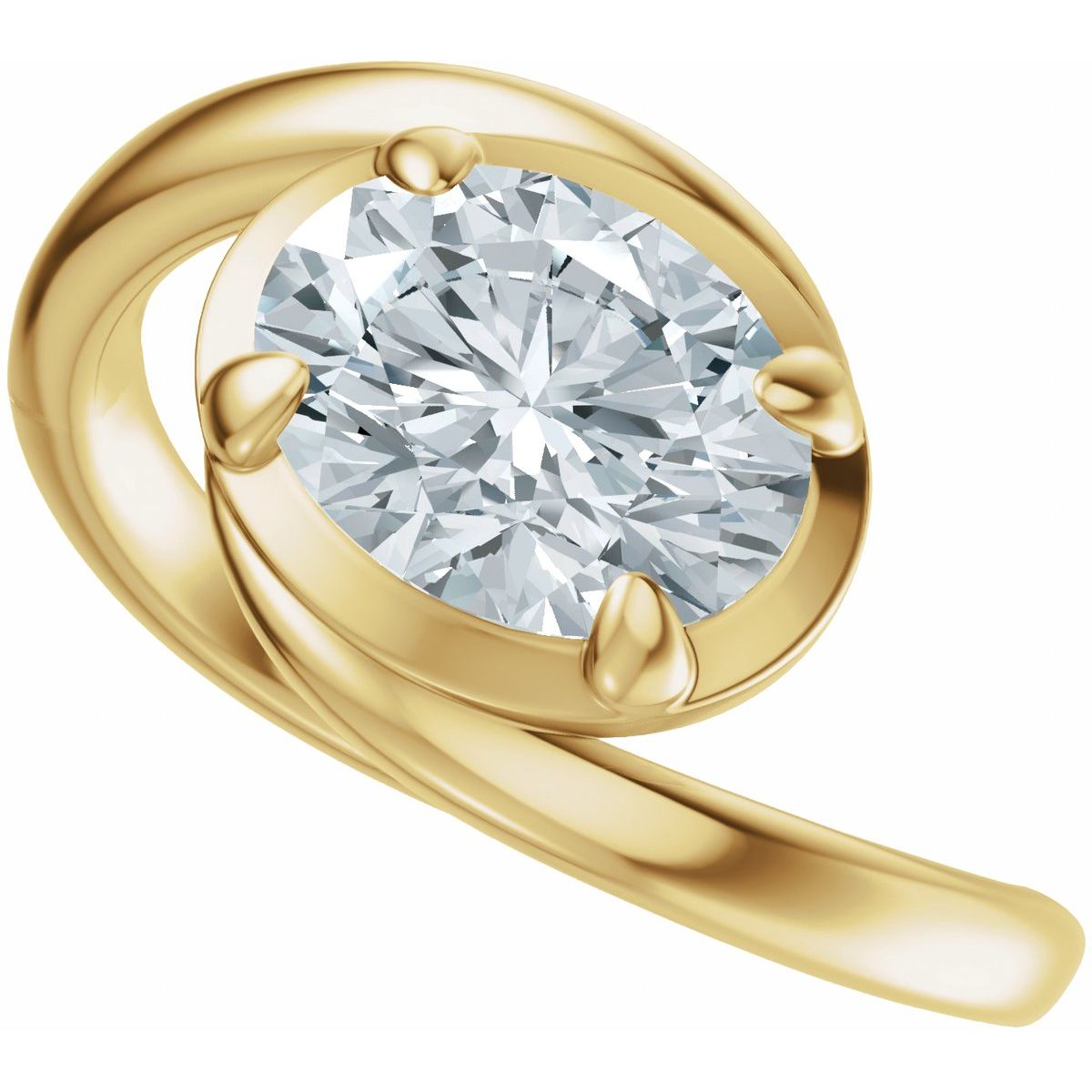 Oval Claw-Prong Solitaire Bypass Engagement Ring or Band Mounting - gallery - Series 689669