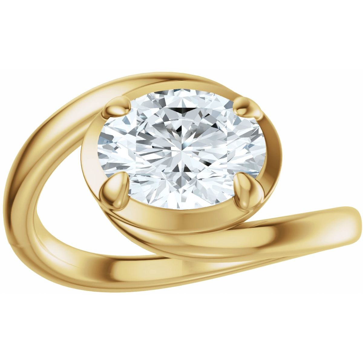 Oval Claw-Prong Solitaire Bypass Engagement Ring or Band Mounting - gallery - Series 689669