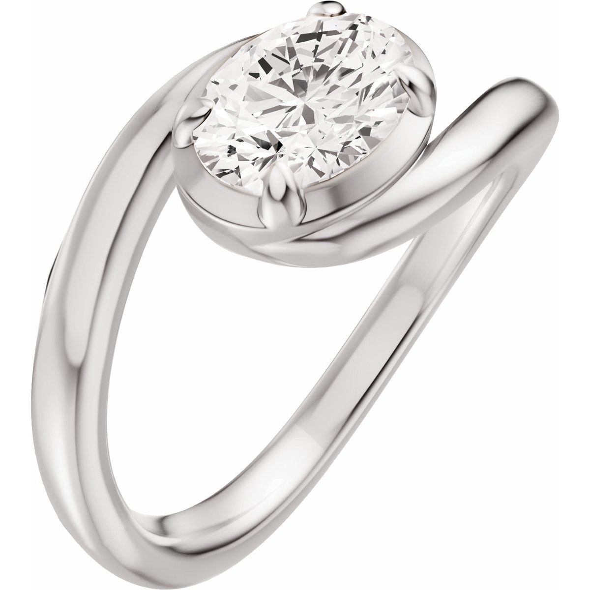 Oval Claw-Prong Solitaire Bypass Engagement Ring or Band Mounting - gallery - Series 689669