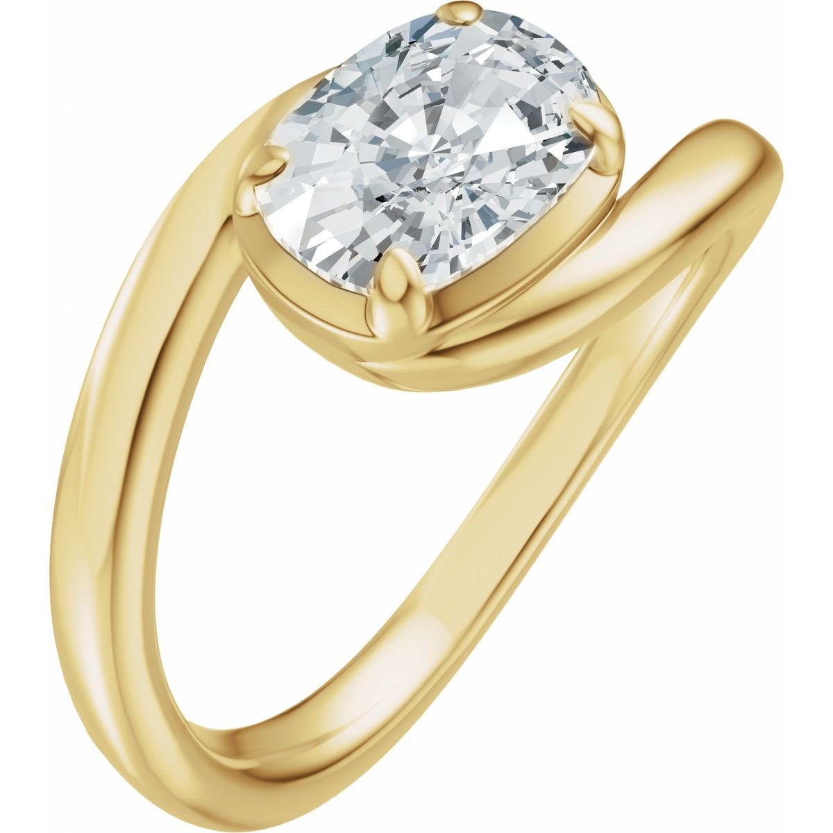 Natural Diamond Claw-Prong Solitaire Bypass Engagement Ring or Band Mounting - 14K Gold - Series 689669