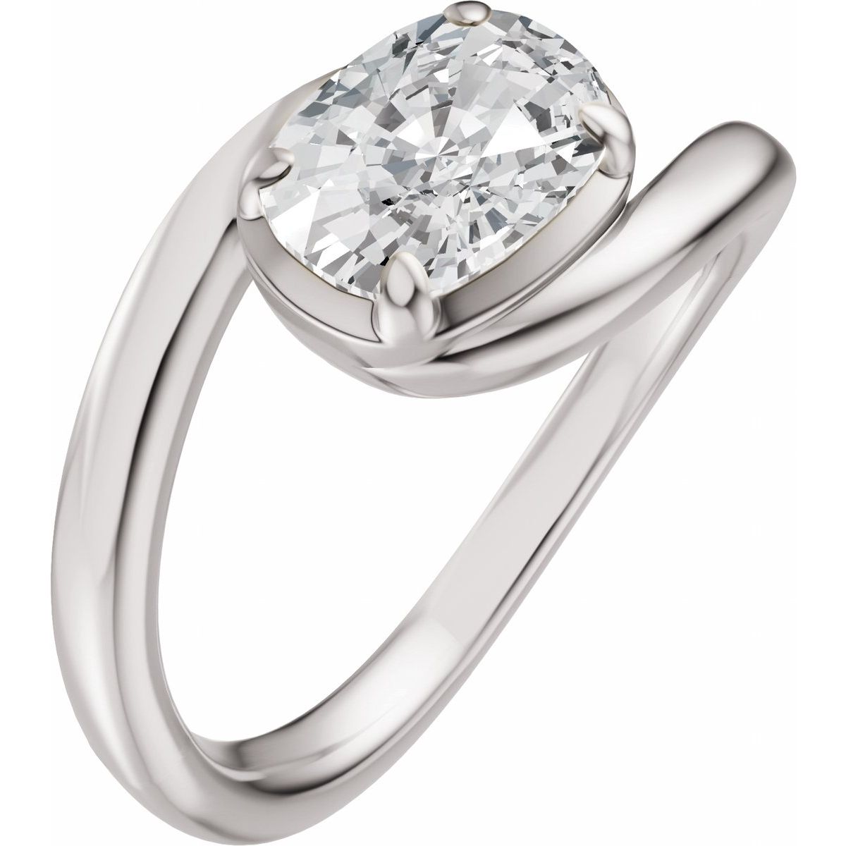 Natural Diamond Claw-Prong Solitaire Bypass Engagement Ring or Band Mounting - 14K Gold - Series 689669