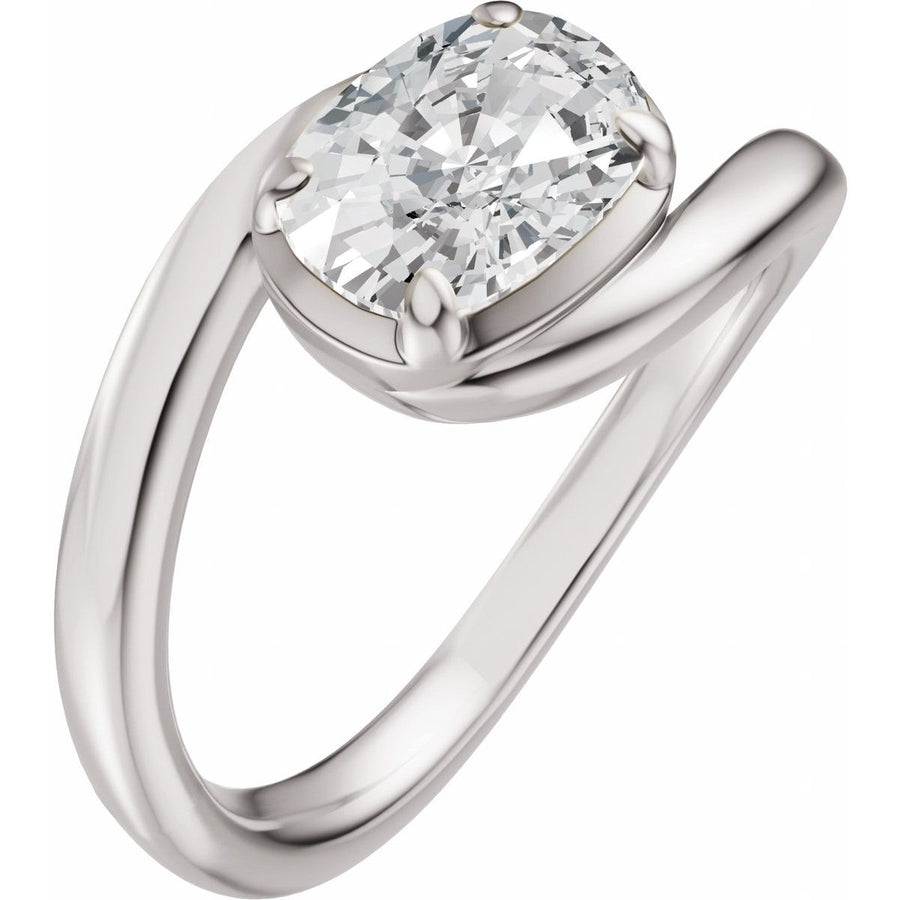 Natural Diamond Claw-Prong Solitaire Bypass Engagement Ring or Band Mounting - 14K Gold - Series 689669