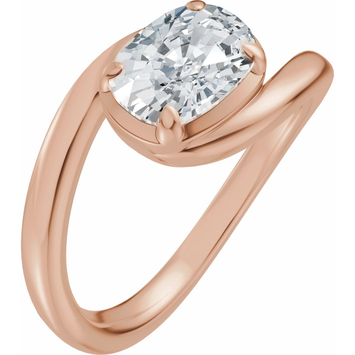 Natural Diamond Claw-Prong Solitaire Bypass Engagement Ring or Band Mounting - 14K Gold - Series 689669
