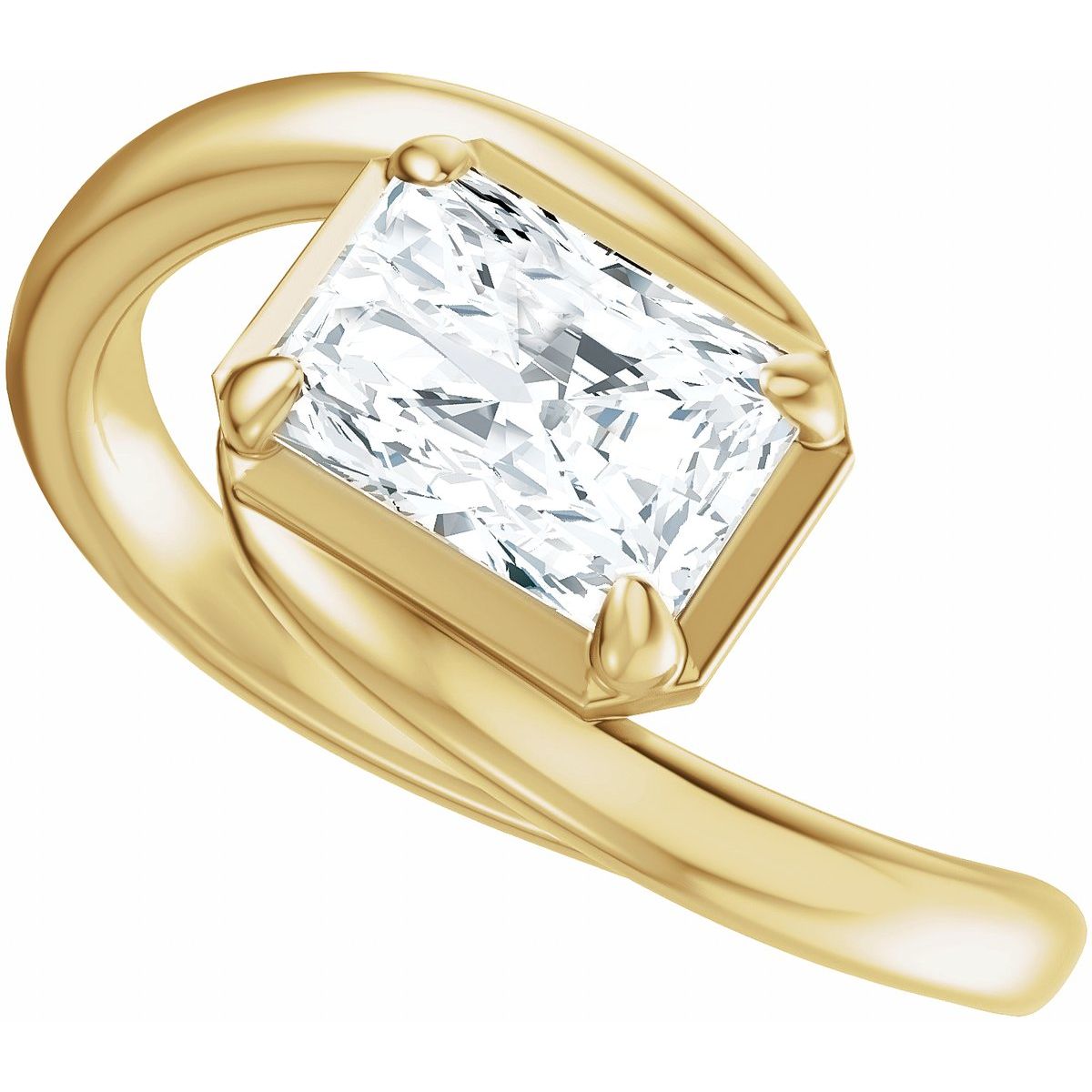 Emerald Claw-Prong Solitaire Bypass Engagement Ring or Band Mounting - gallery - Series 689669
