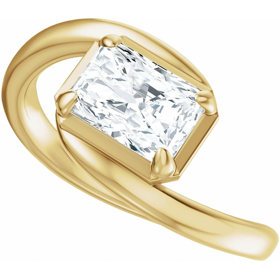 Emerald Claw-Prong Solitaire Bypass Engagement Ring or Band Mounting - gallery - Series 689669
