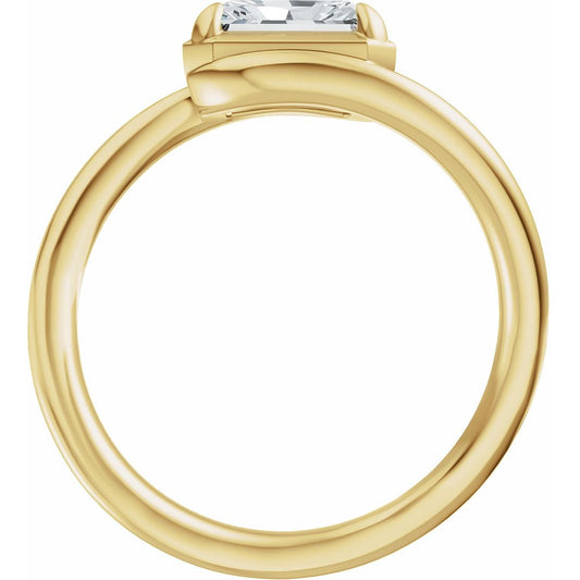 Emerald Claw-Prong Solitaire Bypass Engagement Ring or Band Mounting - gallery - Series 689669