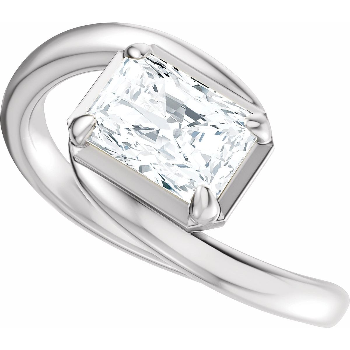 Emerald Claw-Prong Solitaire Bypass Engagement Ring or Band Mounting - gallery - Series 689669
