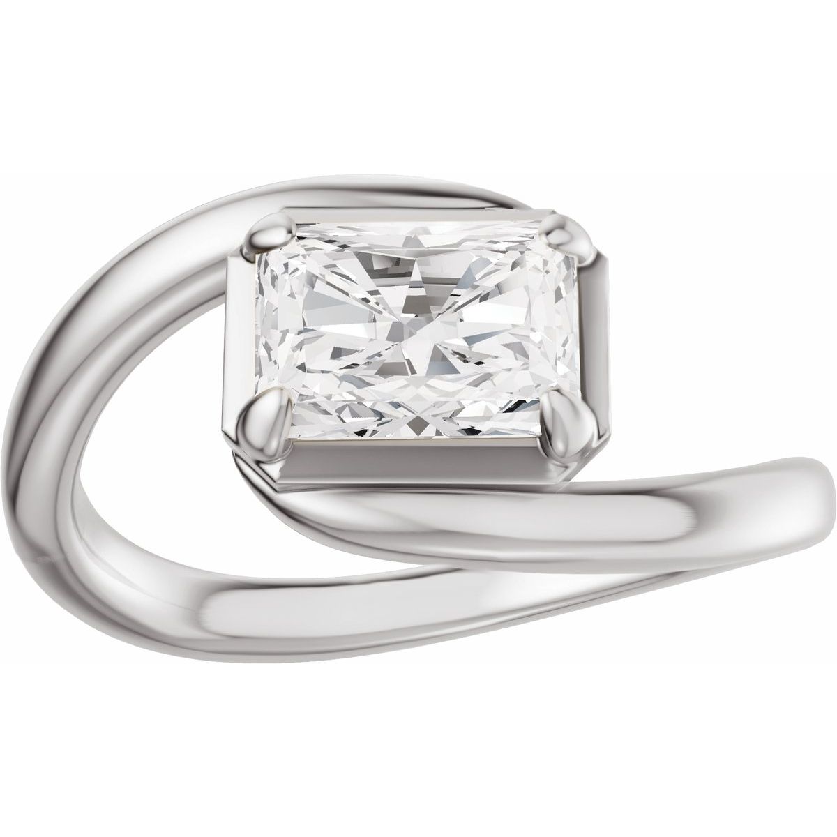 Emerald Claw-Prong Solitaire Bypass Engagement Ring or Band Mounting - gallery - Series 689669