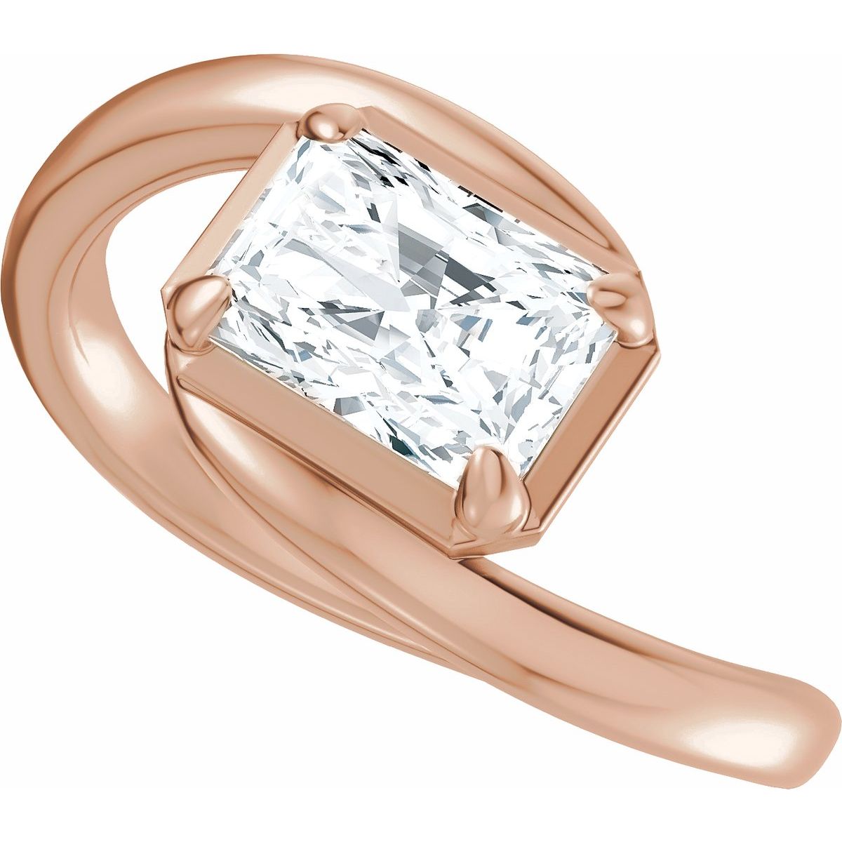 Emerald Claw-Prong Solitaire Bypass Engagement Ring or Band Mounting - gallery - Series 689669
