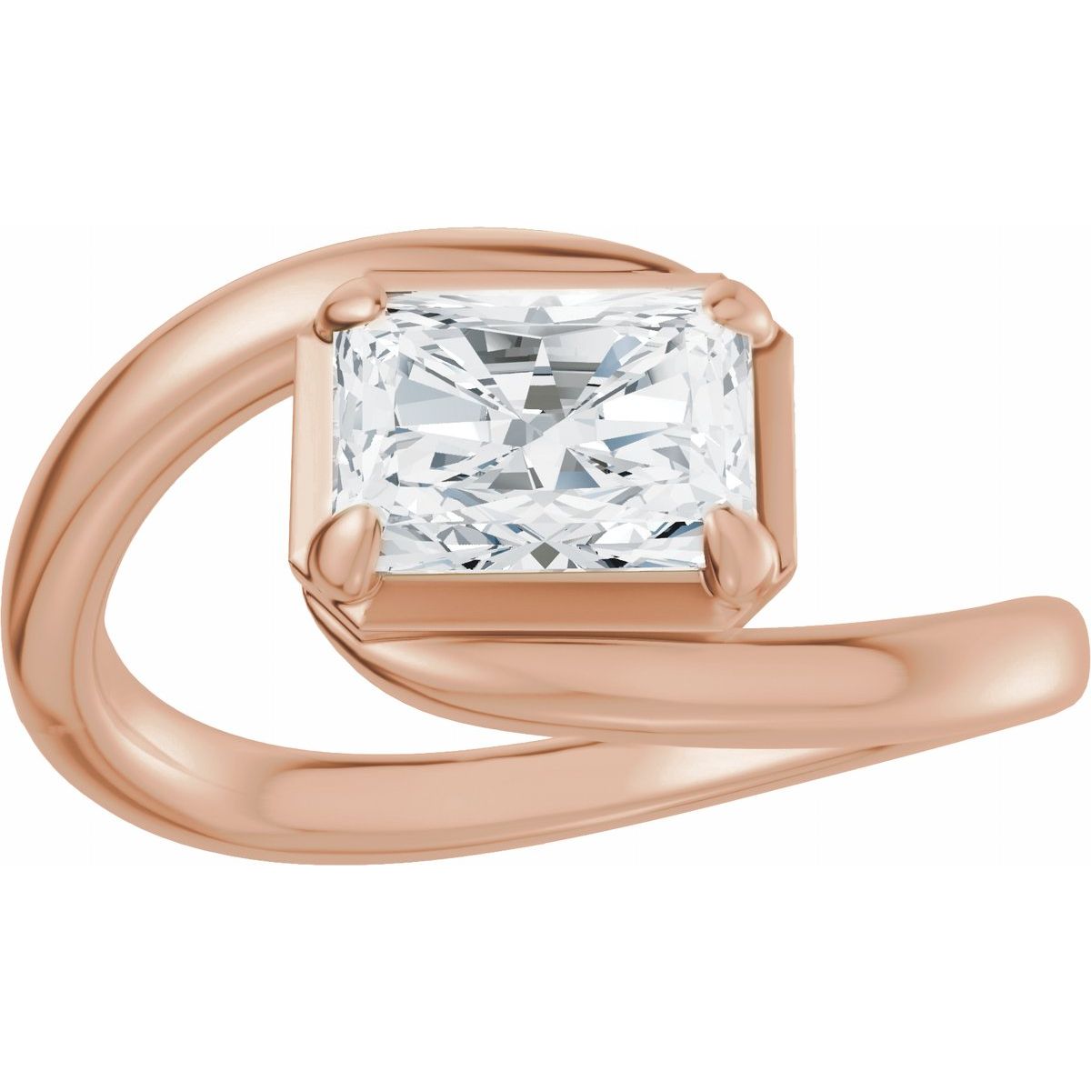 Emerald Claw-Prong Solitaire Bypass Engagement Ring or Band Mounting - gallery - Series 689669