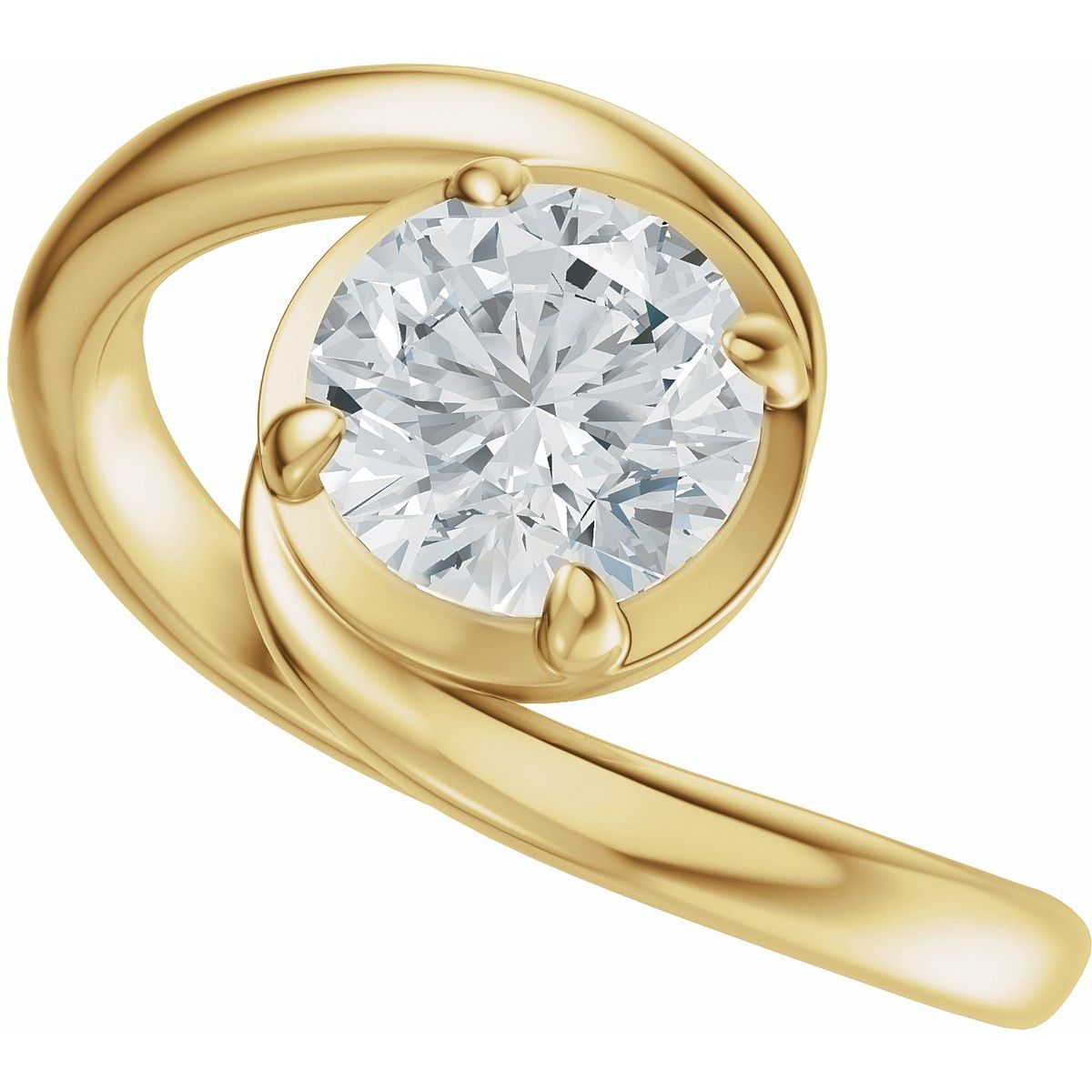 Round Claw-Prong Solitaire Bypass Engagement Ring or Band Mounting - gallery - Series 689669