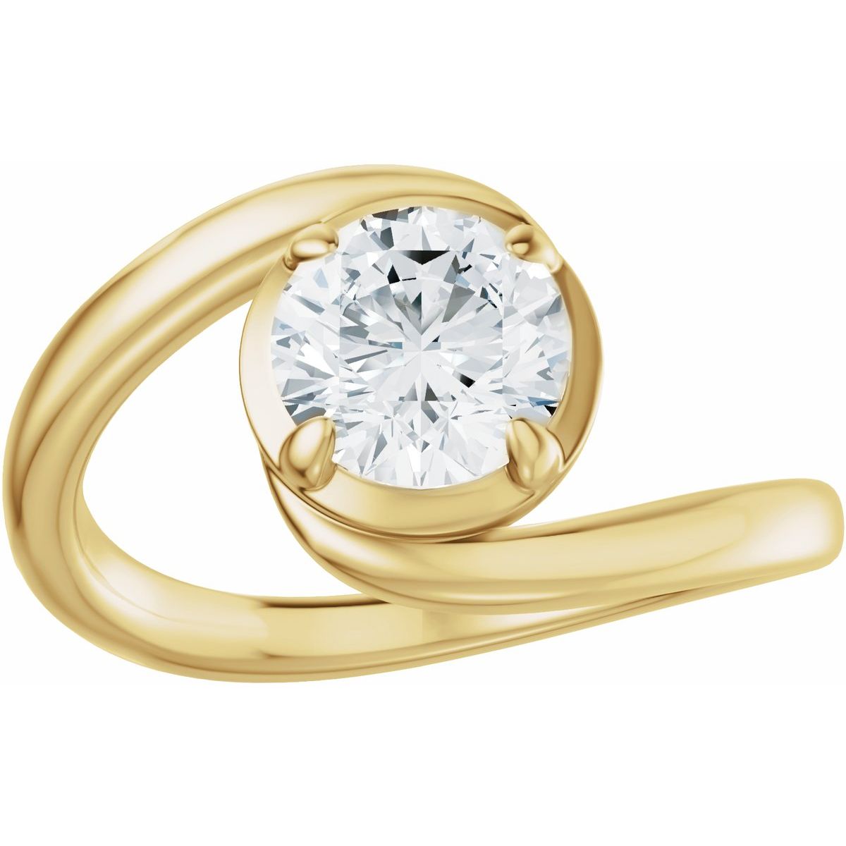 Round Claw-Prong Solitaire Bypass Engagement Ring or Band Mounting - gallery - Series 689669
