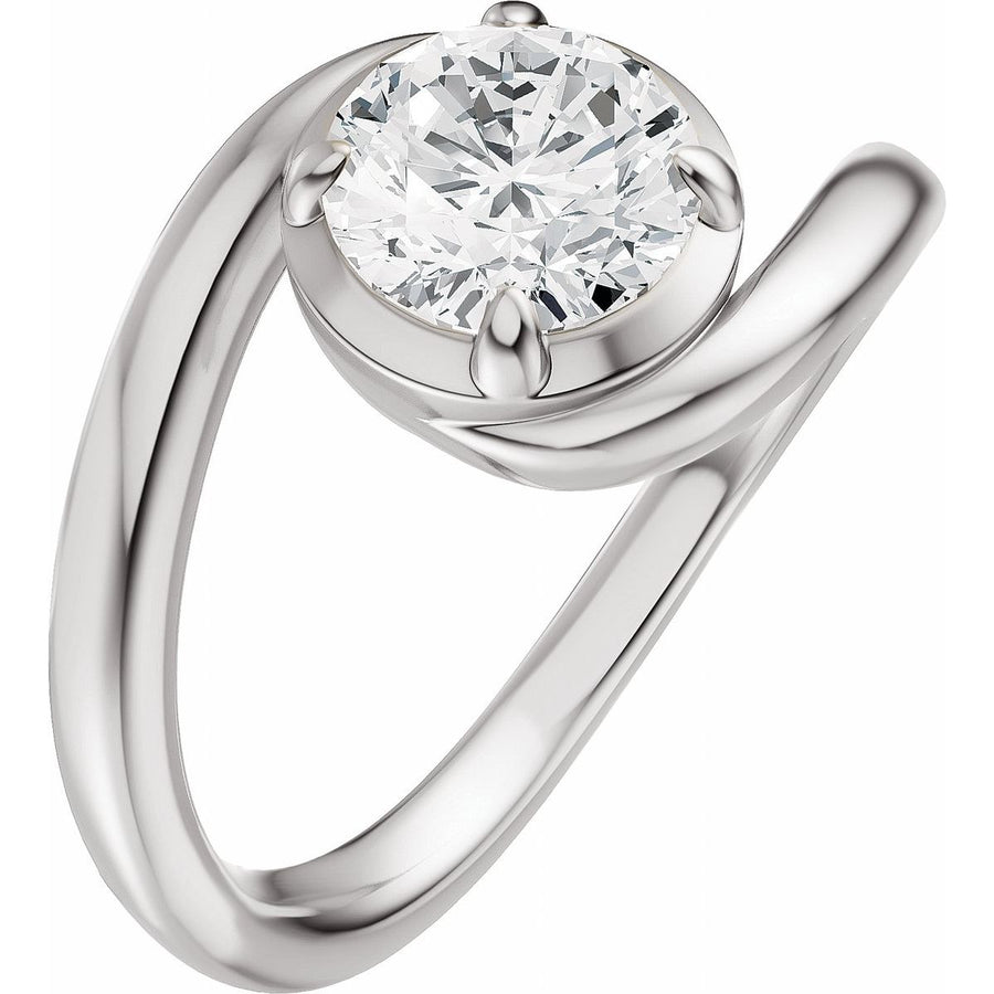 Natural Diamond Round Claw-Prong Solitaire Bypass Engagement Ring or Band Mounting - 14K Gold - Series 689669