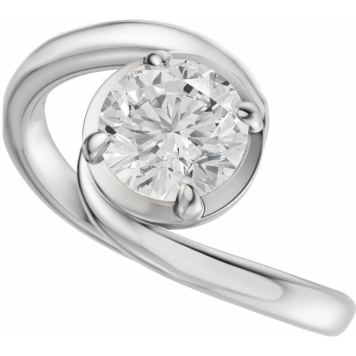 Round Claw-Prong Solitaire Bypass Engagement Ring or Band Mounting - gallery - Series 689669