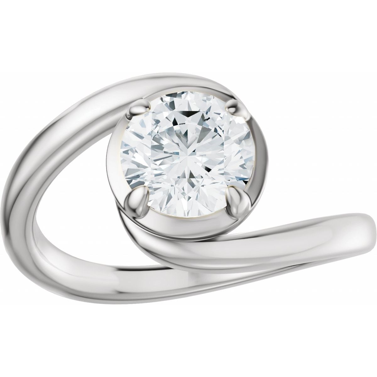 Round Claw-Prong Solitaire Bypass Engagement Ring or Band Mounting - gallery - Series 689669